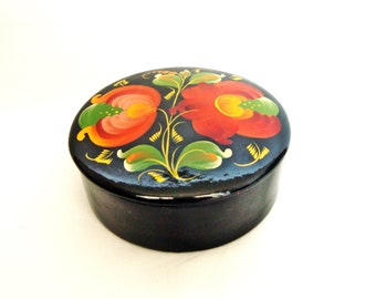 Vintage Khokhloma wooden box Hand painted
