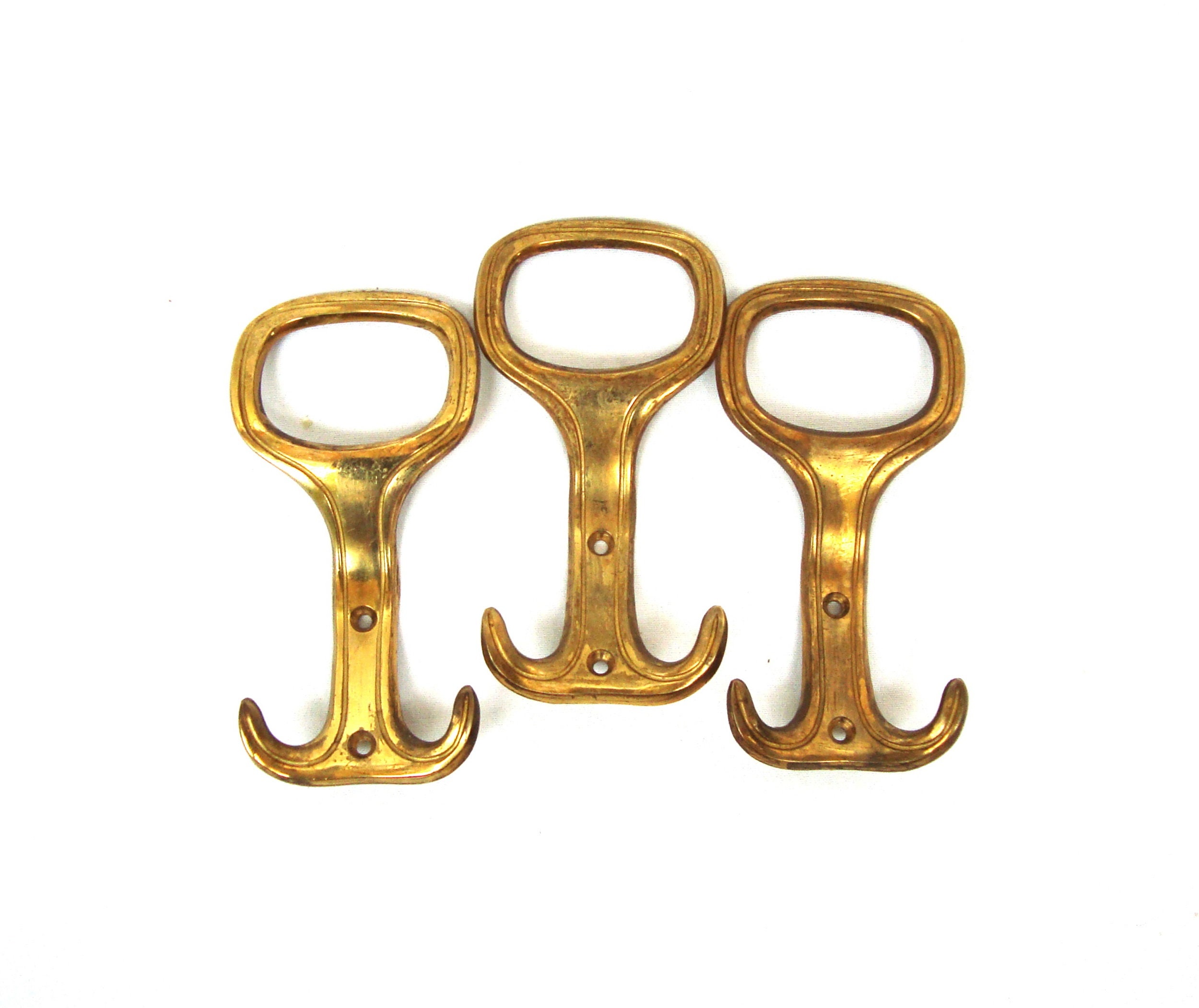 Vintage Solid Brass Hangers Coats and Hats Wall Hooks Etsy