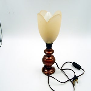 Vintage night lamp Wood and glass Table top 60s