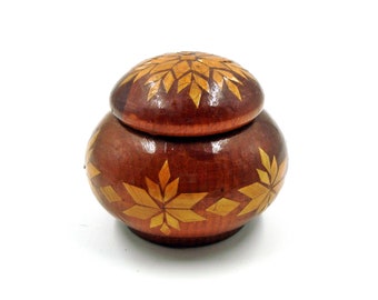 Vintage wooden box Straw Marquetry Inlay Handmade 70s