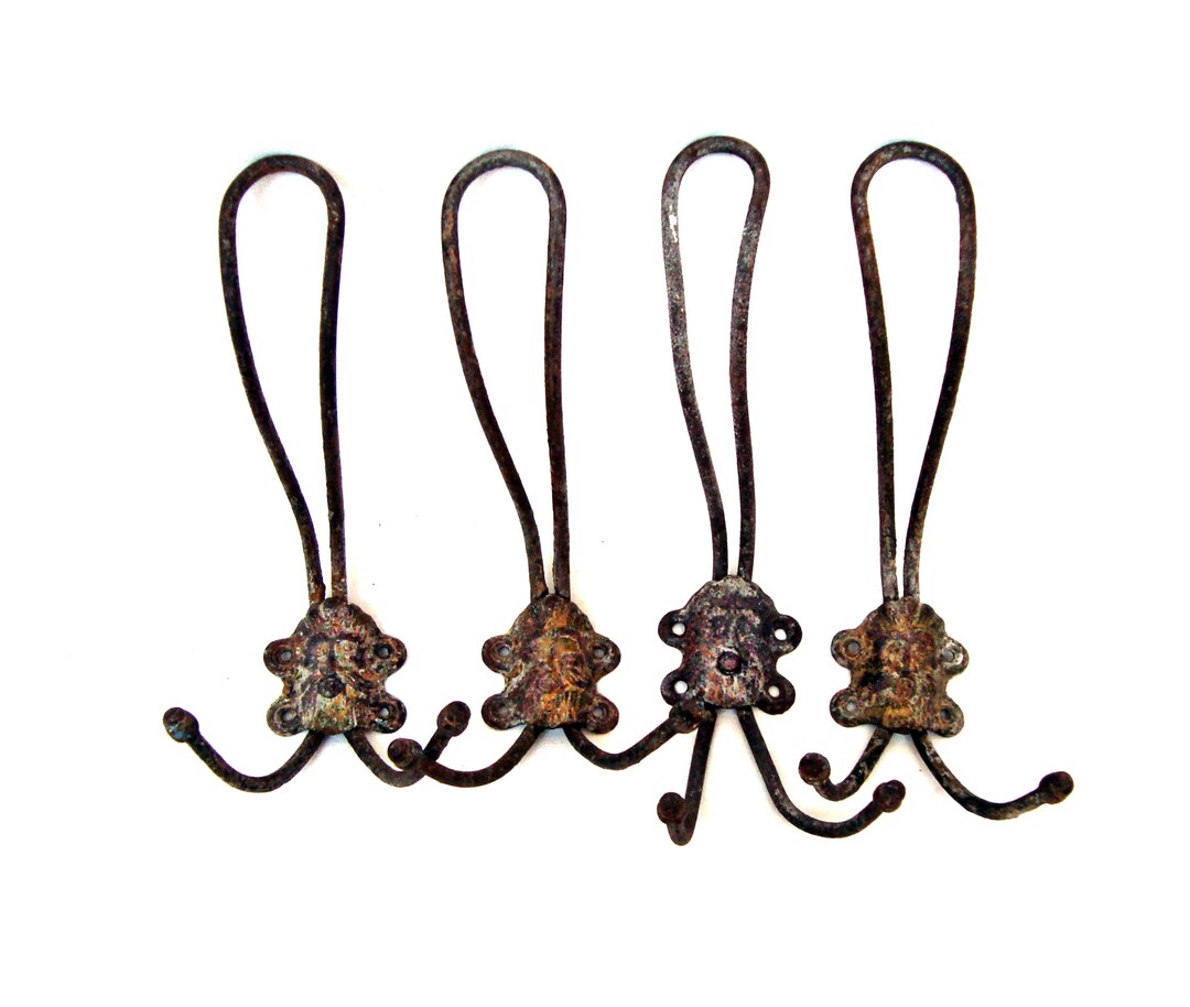 Antique Iron Hooks Set of 4 Coat Rack Hooks Etsy