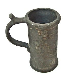 Antique pewter measuring cup Old Vienna pitcher