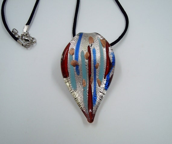 Vintage Venetian Glass Pendant Murano Glass Necklace Etsy New
