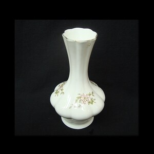 Vintage fine bone china vase Floral pattern and gold edge
