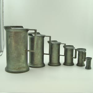 Antique pewter measuring cup Old Vienna pitcher