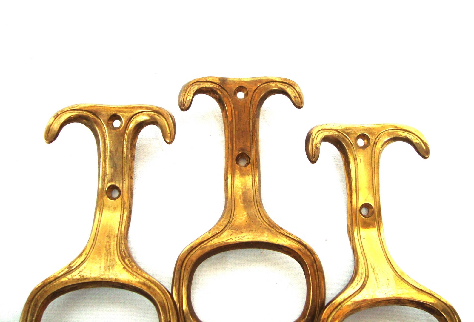 Vintage Solid Brass Hangers Coats and Hats Wall Hooks Etsy