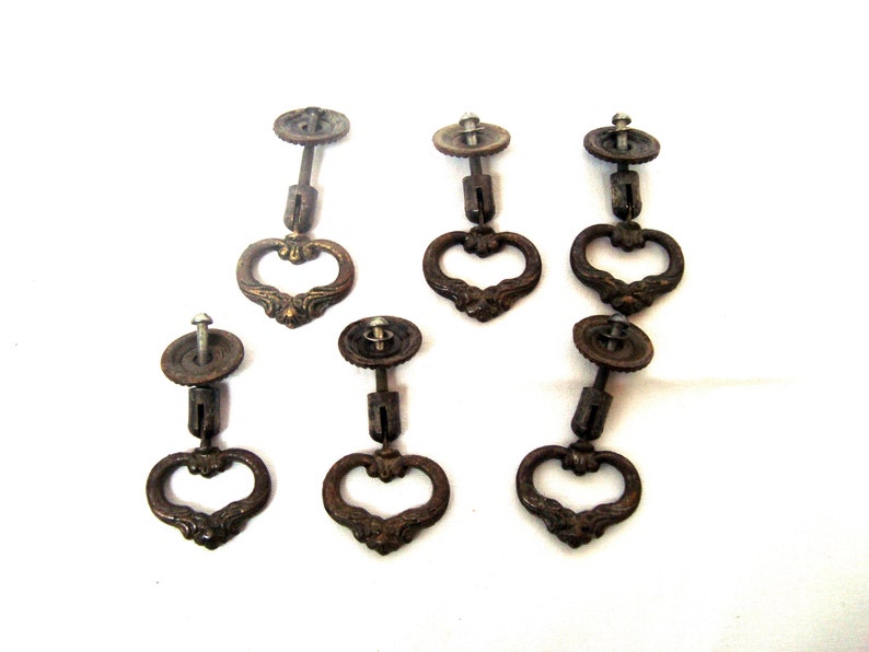 Antique Vintage Brass Drawer Handles With Plates Etched Brass Etsy