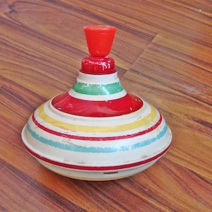 Vintage child spinning top toy Musician spinning top Plastic Russia 70s
