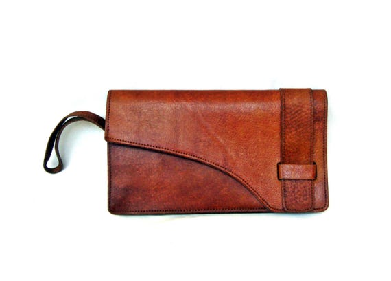 Vintage unisex clutch bag Genuine leather purse