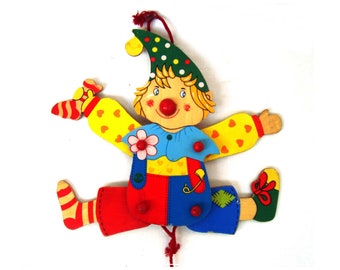 Wooden String Puppet toy Clown Hanging marionette doll