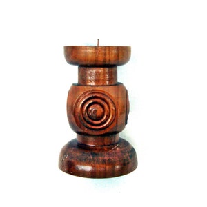 Vintage wood carved candle holder Rustic home decor