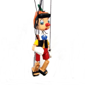 Antique String Puppet doll Vintage Marionette Wood carved Pinocchio