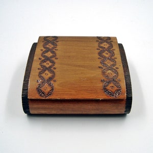 Vintage cigarette pyrography wooden box
