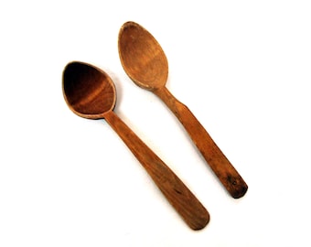 Antique wooden spoons Handmade primitive kitchen