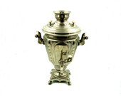 Vintage brass nickel plated samovar Big Russian electrical kettle Tula 1972
