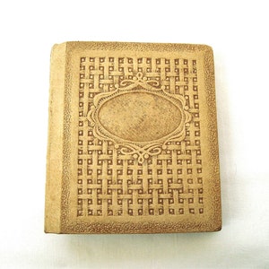 Vintage tooled leather photo album Antique book shape Made in Russia