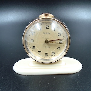 Vintage mechanical alarm clock “Slava” Space program design