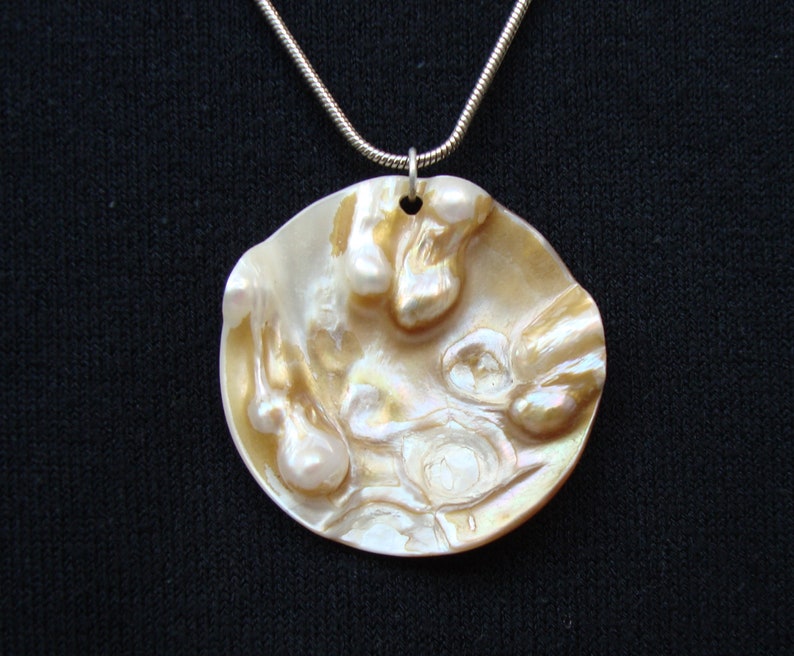 Large Mother Of Pearl Shell Pendant Blister Shape Etsy