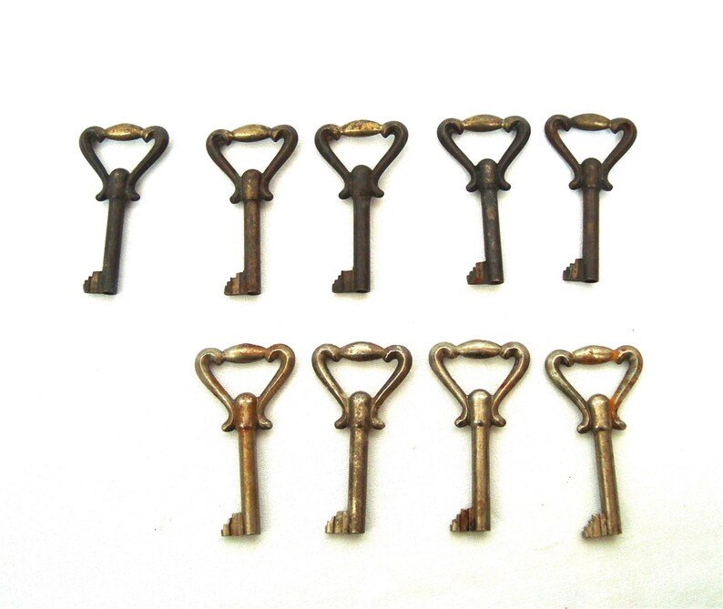 Vintage Furniture Keys Solid Brass Wardrobe Kays Set of 9 Etsy Australia