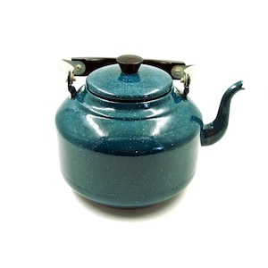 Vintage blue enamel kettle Retro teapot 2,5 liters