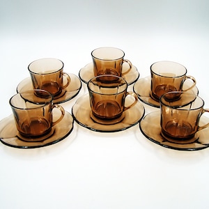 Vintage espresso coffee cups with saucers Duralex France