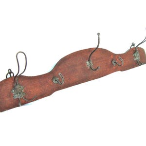 Vintage wooden wall hanger Coat rack Antique rustic hanging Rack