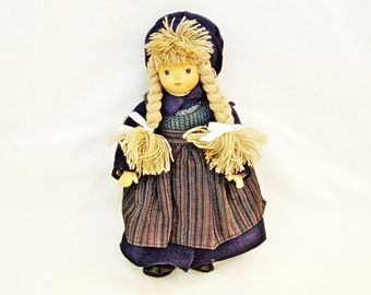 Muñeca de bisque vintage Cuerpo de trapo Cabeza de porcelana Hecha a mano Años 60-70 Alemania