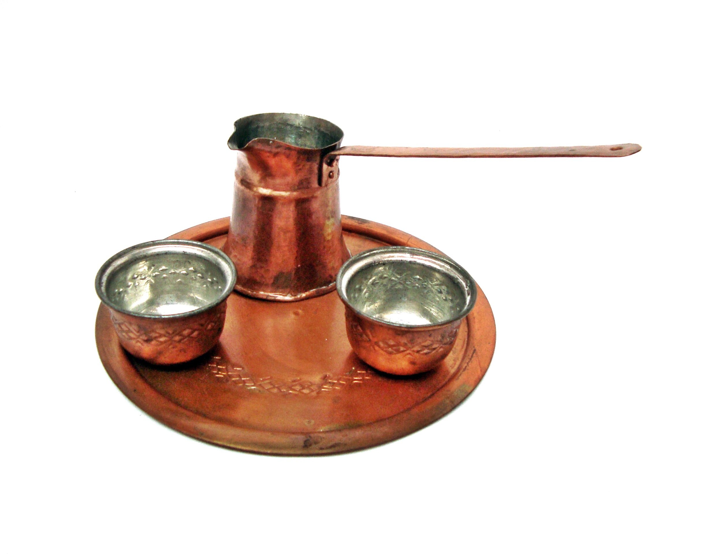 ヴィンテージ銅製コーヒーセット 銅製のトレイ、カップ、ポット - Etsy