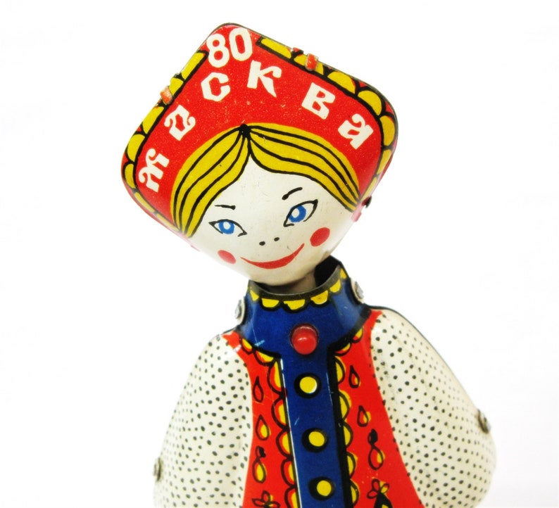 Vintage Tin Doll Wind up Toy Olympic Games Moscow 80 Etsy