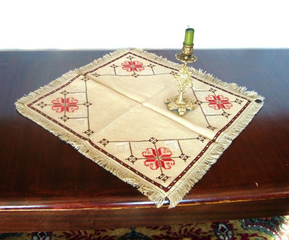 テーブルクロス ブルガリア刺繍 テーブルランナー 亜麻パナマテーブル