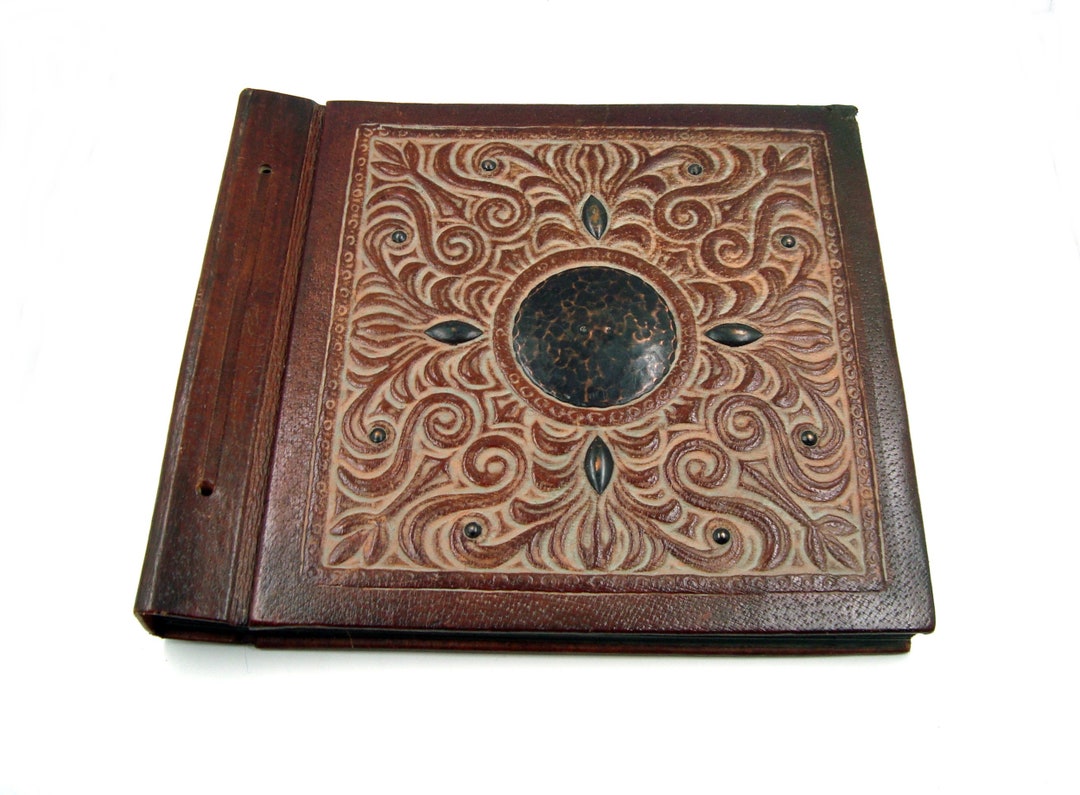 Vintage Leather Photo Album Large Wedding Embossed Album Family