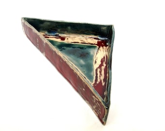 Taca ceramiczna Vintage Art, ręcznie robiona, trójkątna