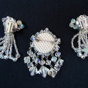 Vintage clip on earrings and brooch Wedding jewelry Mid century