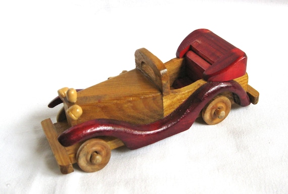 Vintage Wooden Toy Car Hand Made Painted Retro Car - Etsy Israel