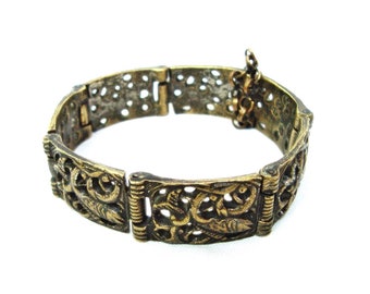 Antique filigree brass bracelet