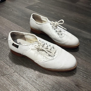 Vintage 80s White Leather Shoes - Etsy