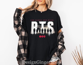 Camiseta BTS The Kings Are Back, camiseta de concierto Kpop, merchandising de Bangtan Boys, ropa para fans de ídolos K-Pop, camiseta gráfica Army Fandom, banda de música coreana