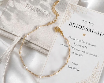 Süßwasserperlenarmband – Geschenk für die Brautjungfer, Geschenk zur Brautjungfernanfrage, Hochzeitsschmuck, Geschenk für die Trauzeugin