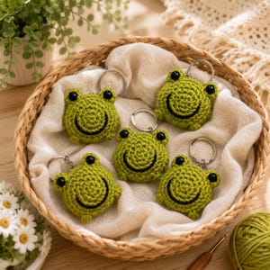 Molde em PDF para chaveiro de sapo de crochê, chaveiro de sapo sem costura, enfeite de bolsa de sapo, sapo de crochê, sapo amigurumi, ideia de presente DIY, download instantâneo