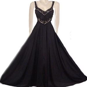 Vintage Undercover Wear Chevron Lace Spandex Nightgown in Onyx