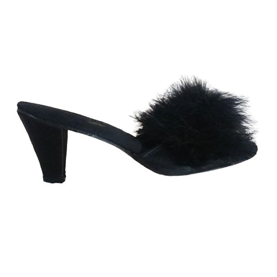 Black marabou mules discount
