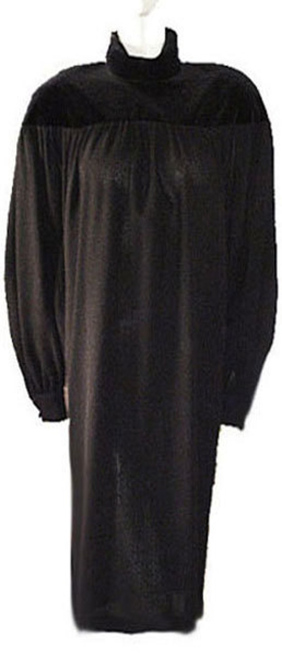 Vintage Jaeger Dress Black Velvet Wool Crepe Even… - image 2