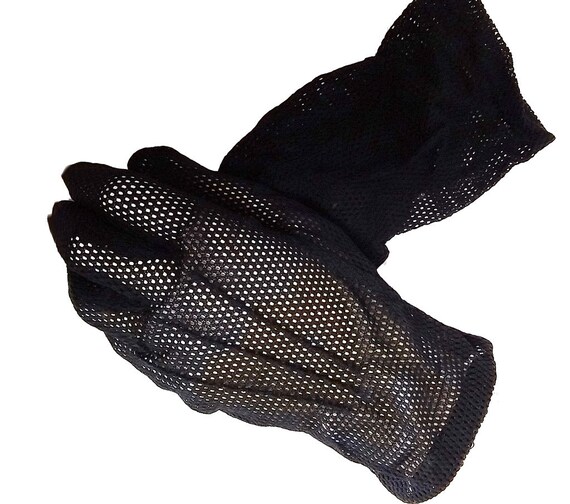 Vintage 50s Black Mesh Gloves black gloves designe