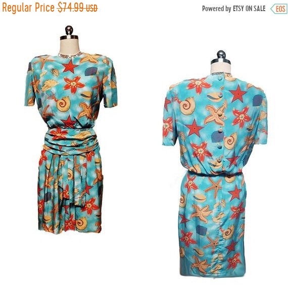 HOLIDAYSALE2020 Vintage Nipon Seashell Silk Dress