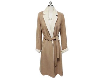 Vintage Mr. Fred Wool Coat: Camel & Ivory Belted 70s Overcoat