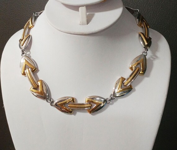 Vintage 80s Monet Silver & Gold Tone Metal Power … - image 1