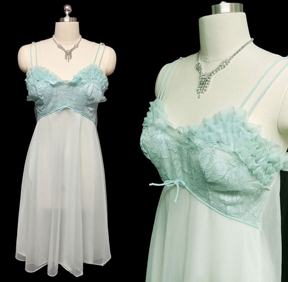 Vintage Vanity Fair Double Nylon Ruffles & Lace N… - image 1