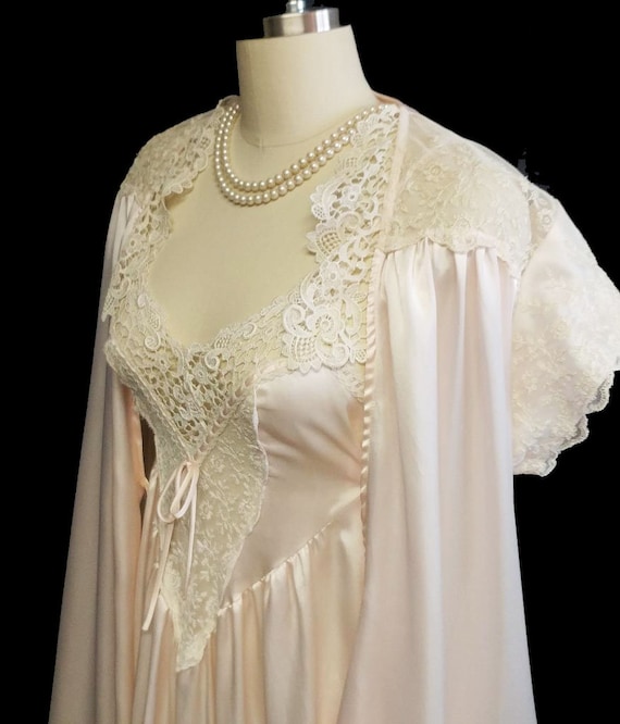 Vintage Donna Richard Satin Peignoir Nightgown Se… - image 5