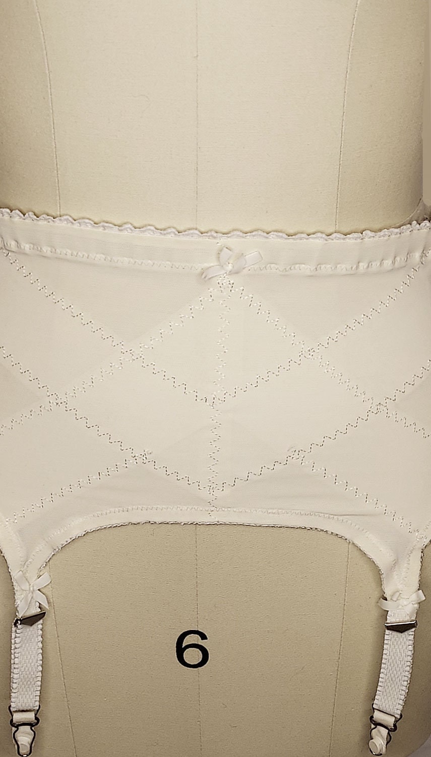 Vintage 1970s JC Penney White Spandex Garter Belt Metal Garters With