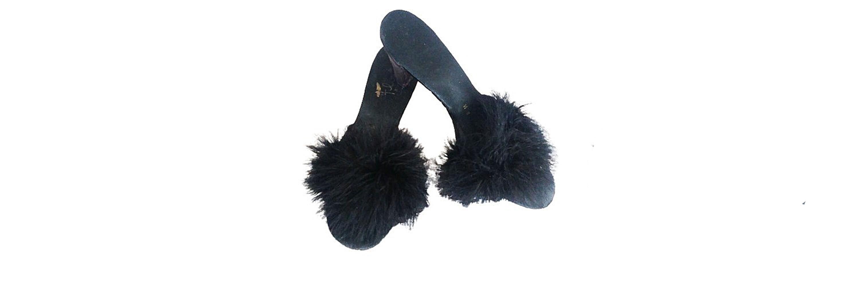 Black marabou mules discount